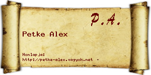 Petke Alex névjegykártya